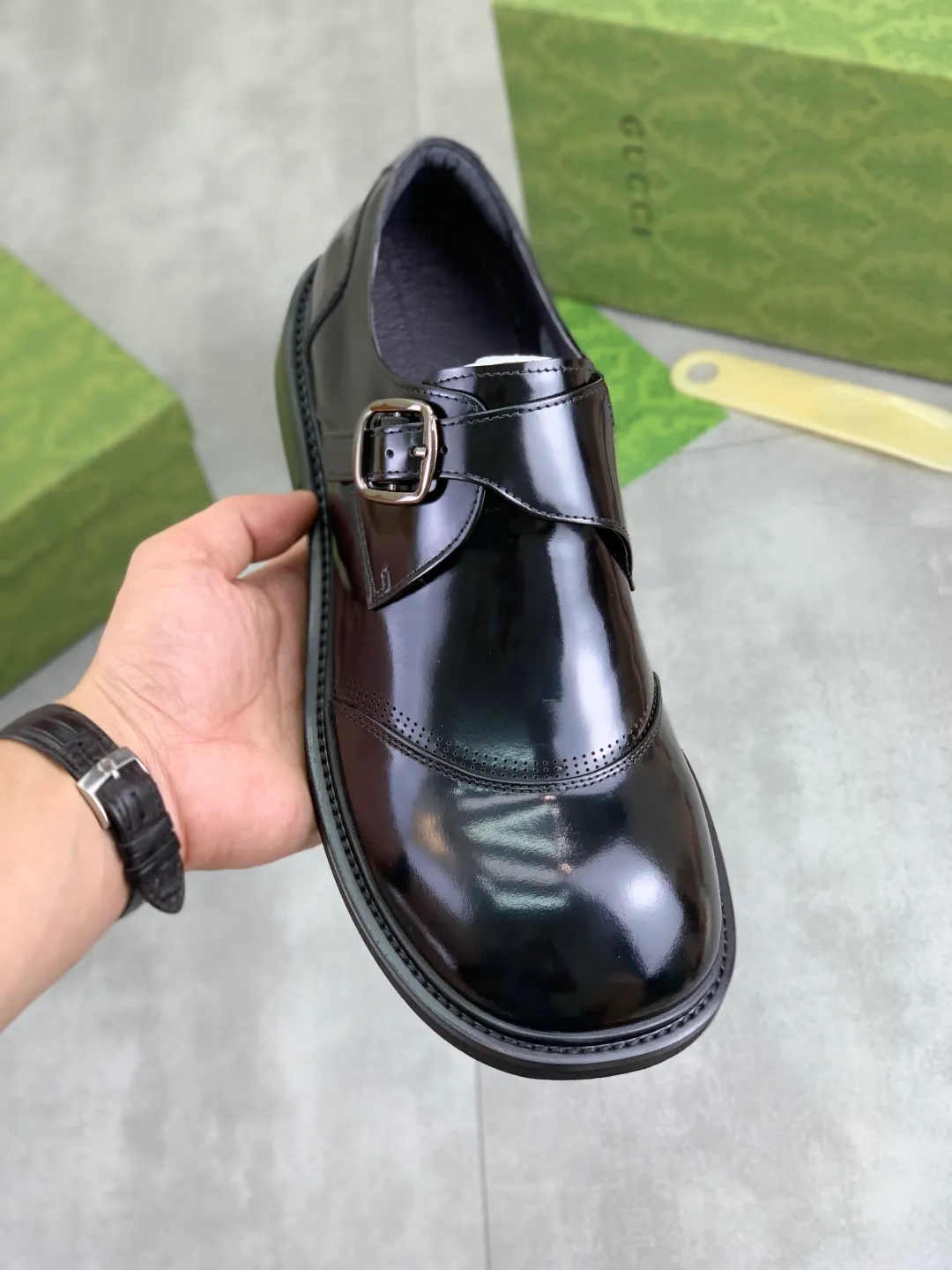 Men's Men's Shoes 💰P580 [New Style] 💰💎💎💎 [Gucci] GUCCI high-end men's formal business leather shoes, original order 1:1! Original imported high-end calfskin, original metal buckle, imported first-layer pigskin lining for feet, original high-end outsole, men's shoe size: 38-44